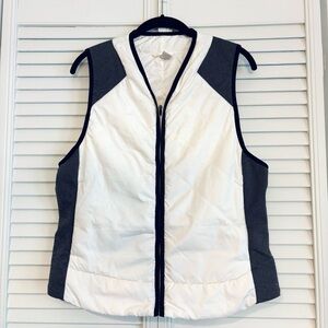 Prana Polar Breeze Black and White Quilted Vest With Pockets Size Large L